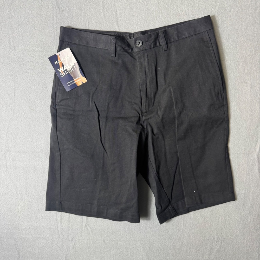 Haggar Walk Short Mens Short 34W Black NEW Stretch Flex Waistband HS00498